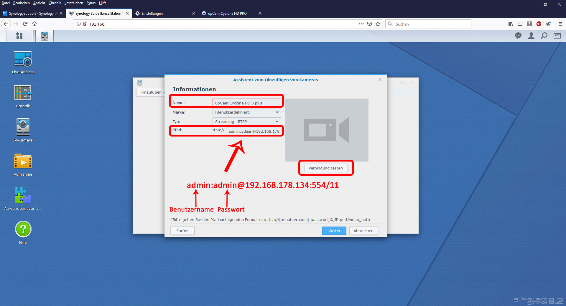 synology kamera ip
